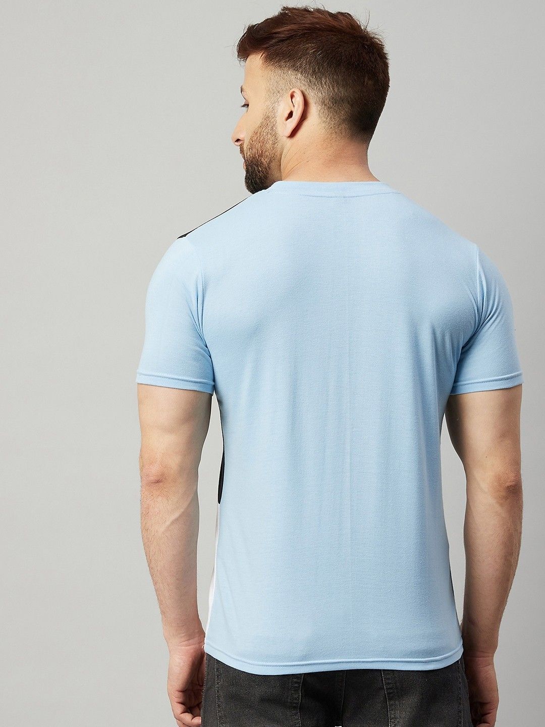 Sky Blue Men Half Sleeve Cotton T-Shirt