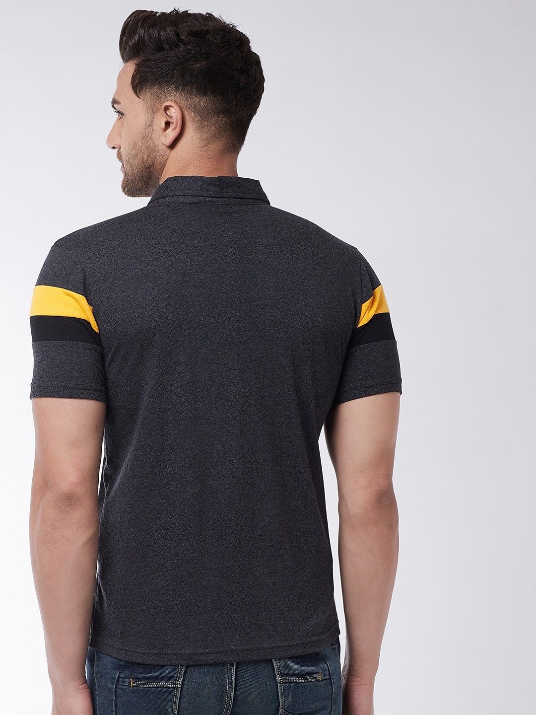 Anthra Men Color Blocked Polo T-Shirt