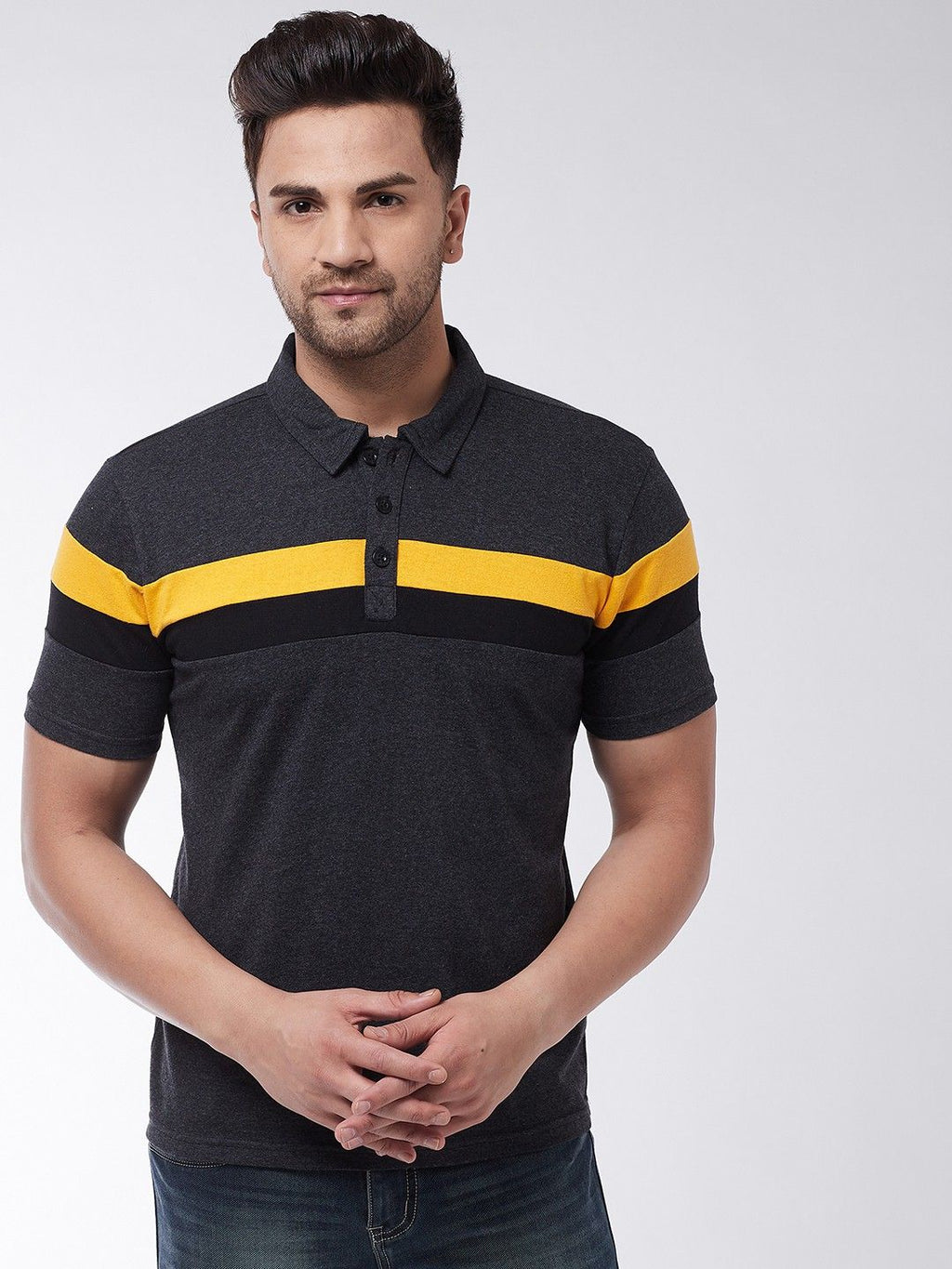 Anthra Men Color Blocked Polo T-Shirt