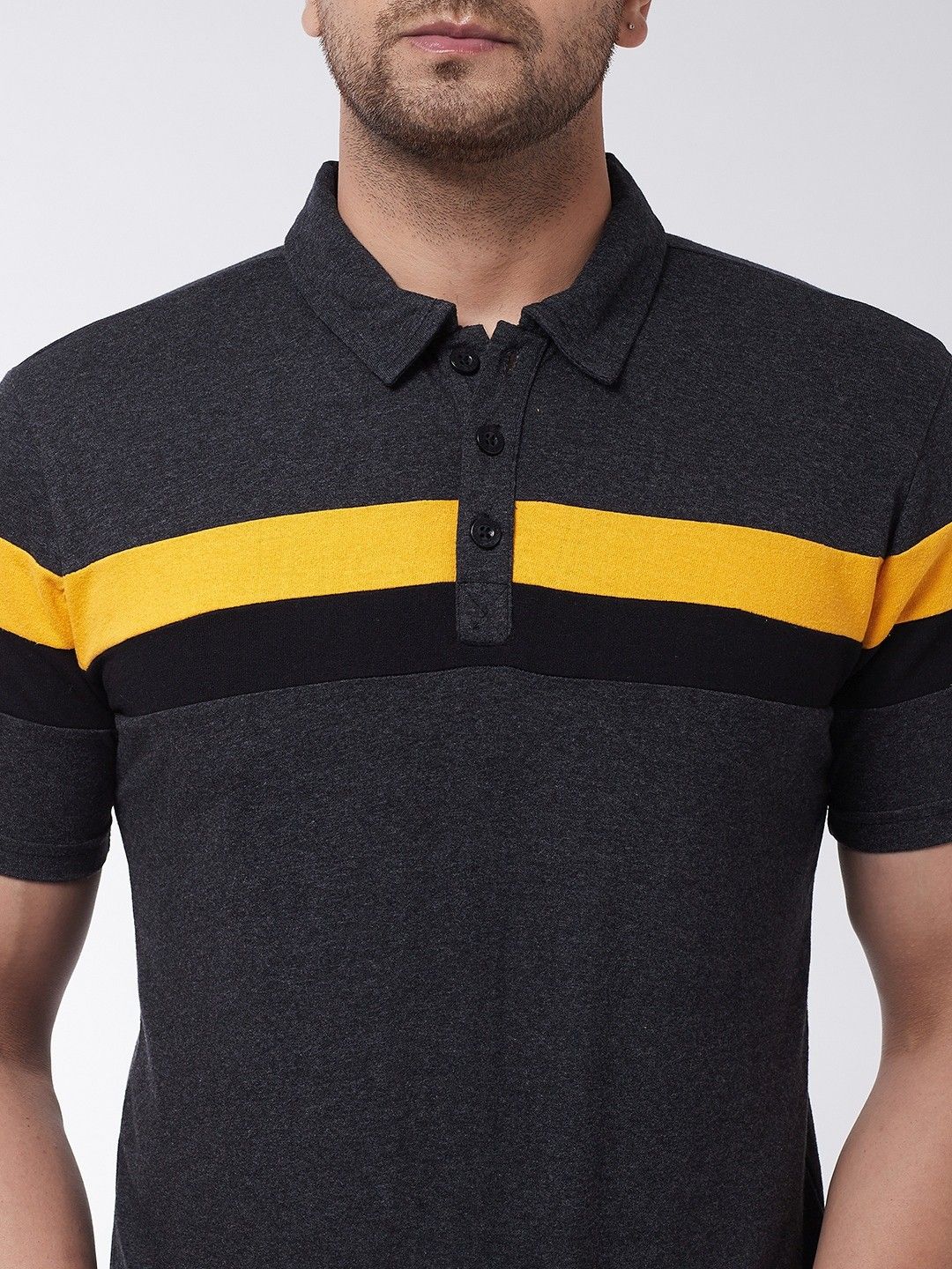 Anthra Men Color Blocked Polo T-Shirt