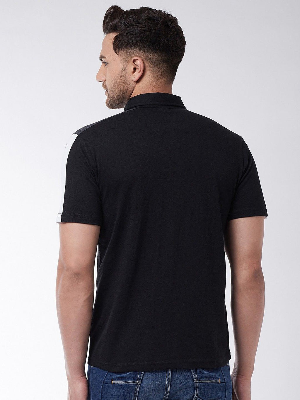 Black White Color Block Polo T-Shirt
