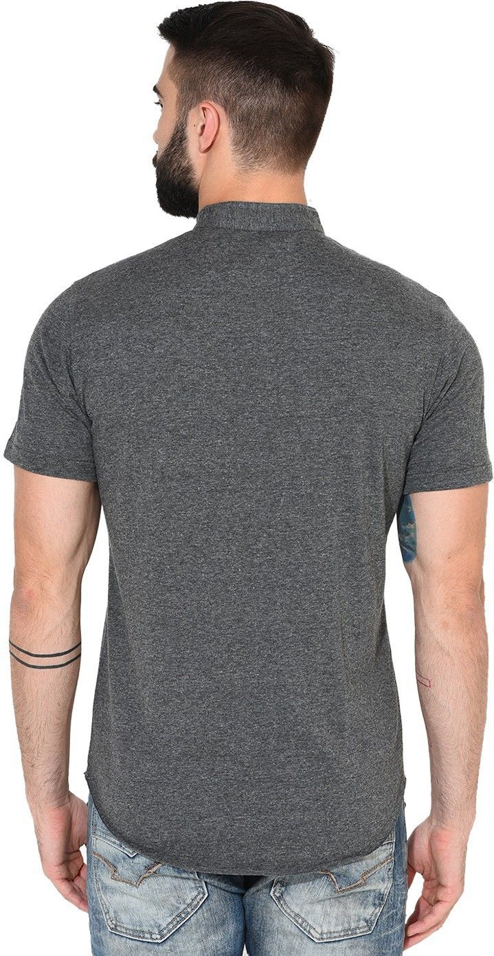 Anthra Men Mandarin Collar Solid Shirt