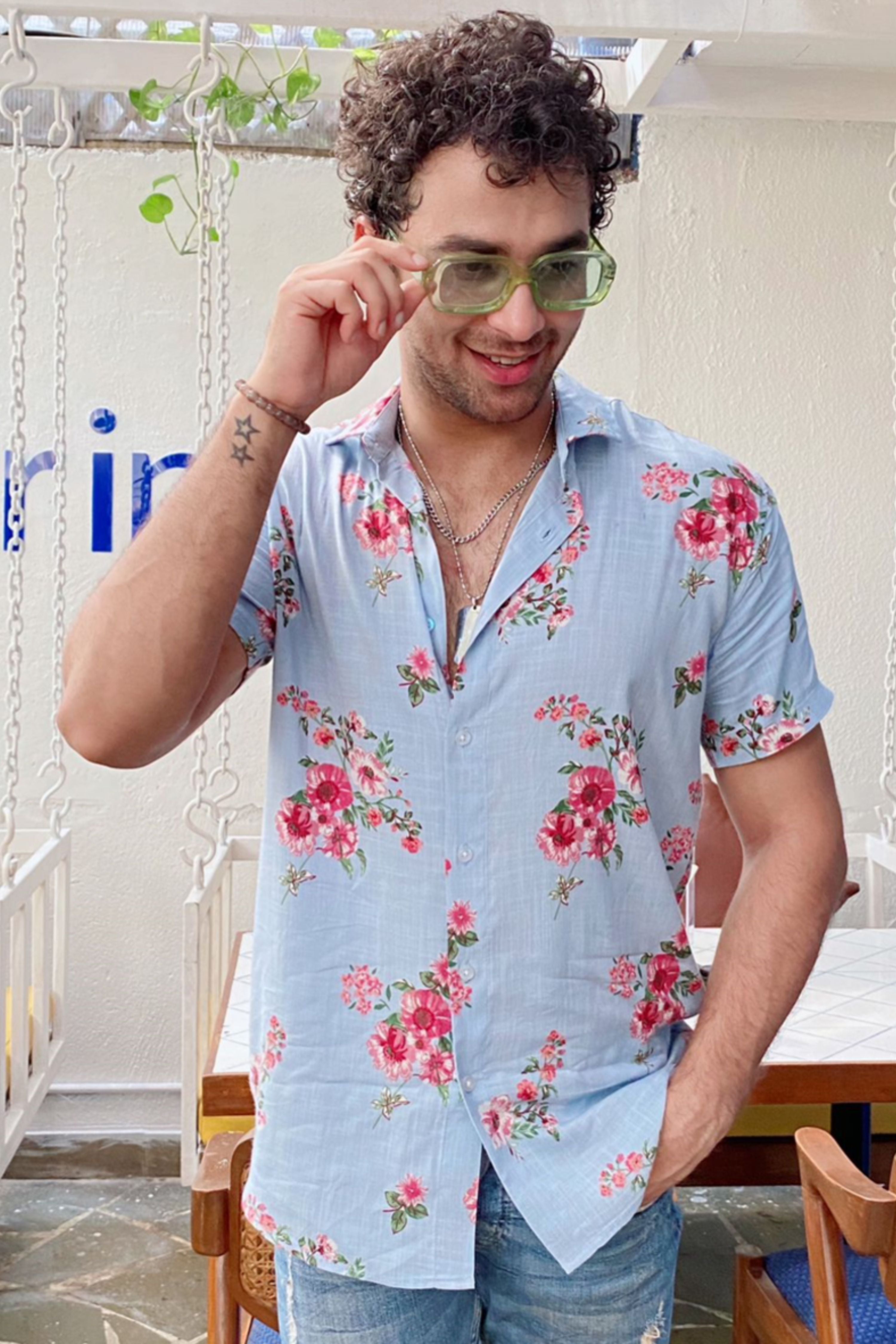 Floral Blue Printed Shirt