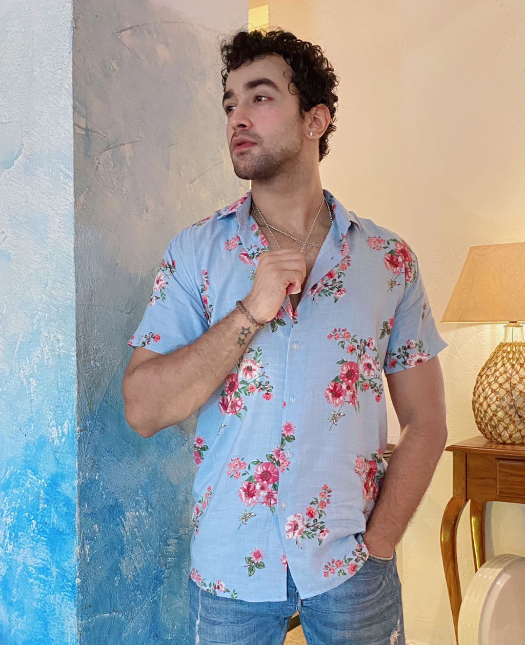 Floral Blue Printed Shirt
