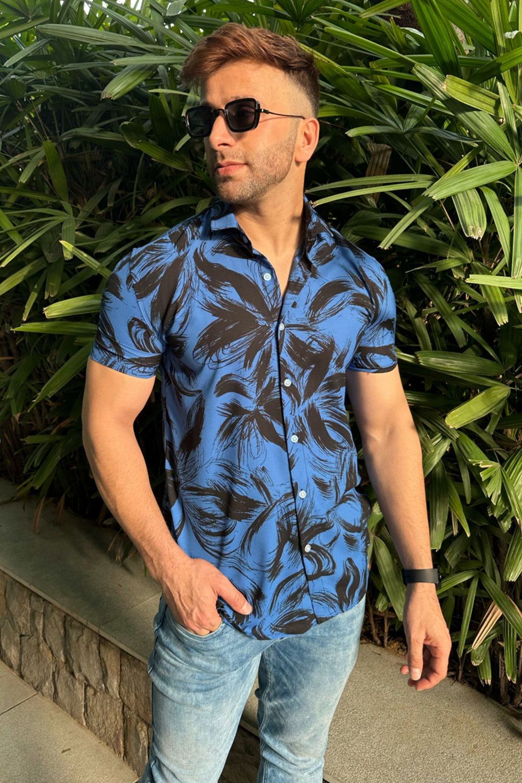 Royal Blue Printed Shirt