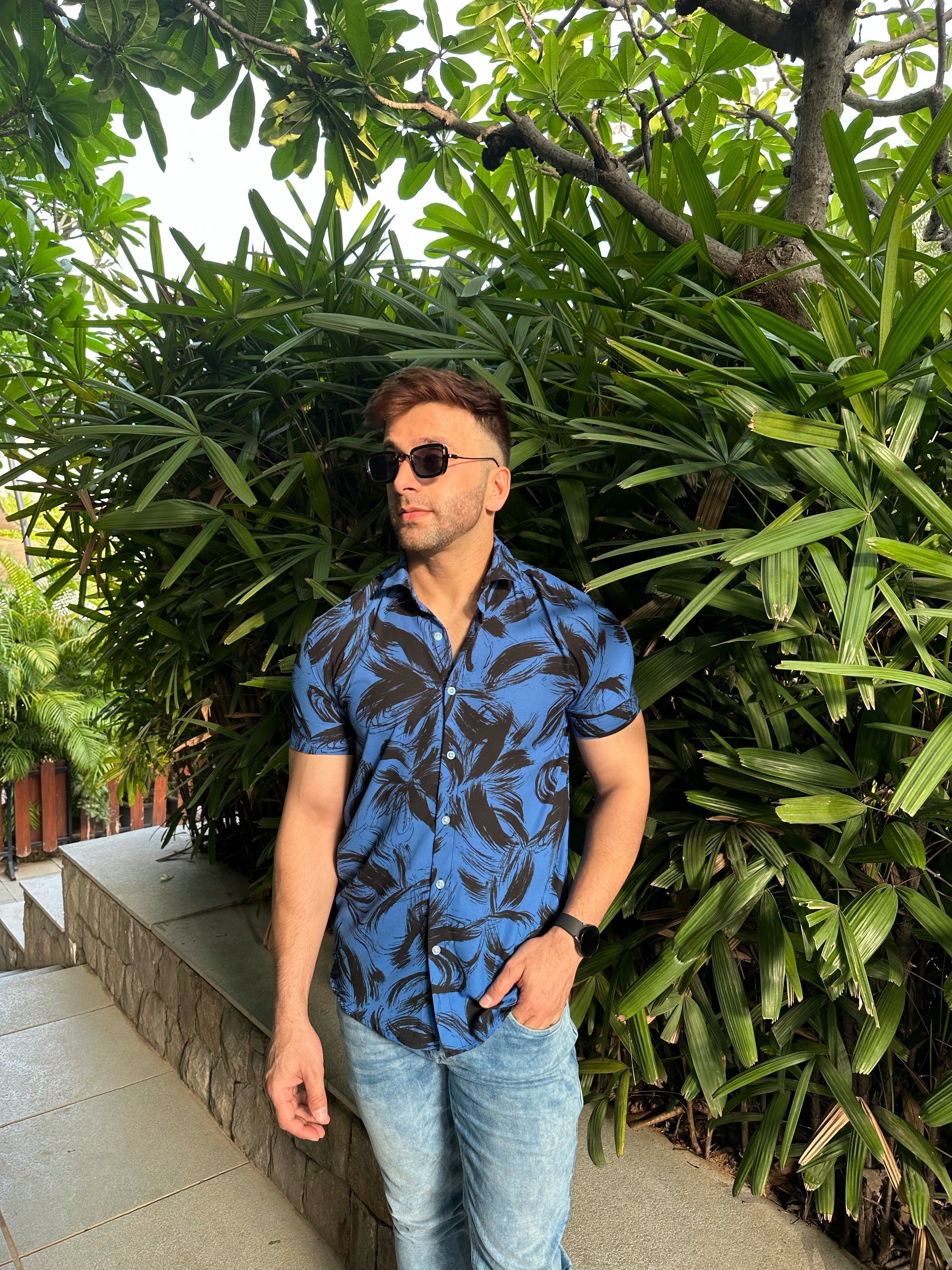 Royal Blue Printed Shirt