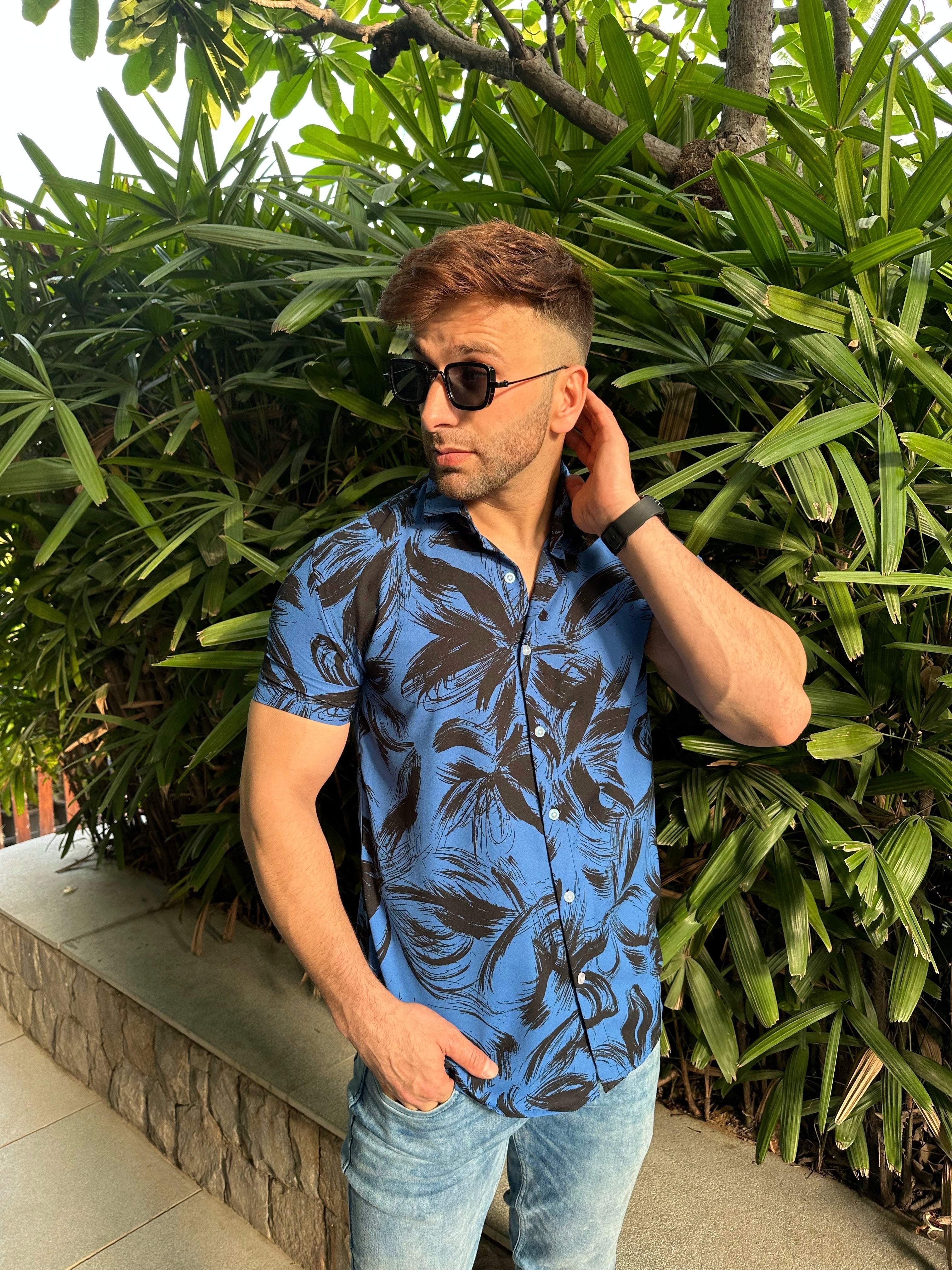 Royal Blue Printed Shirt