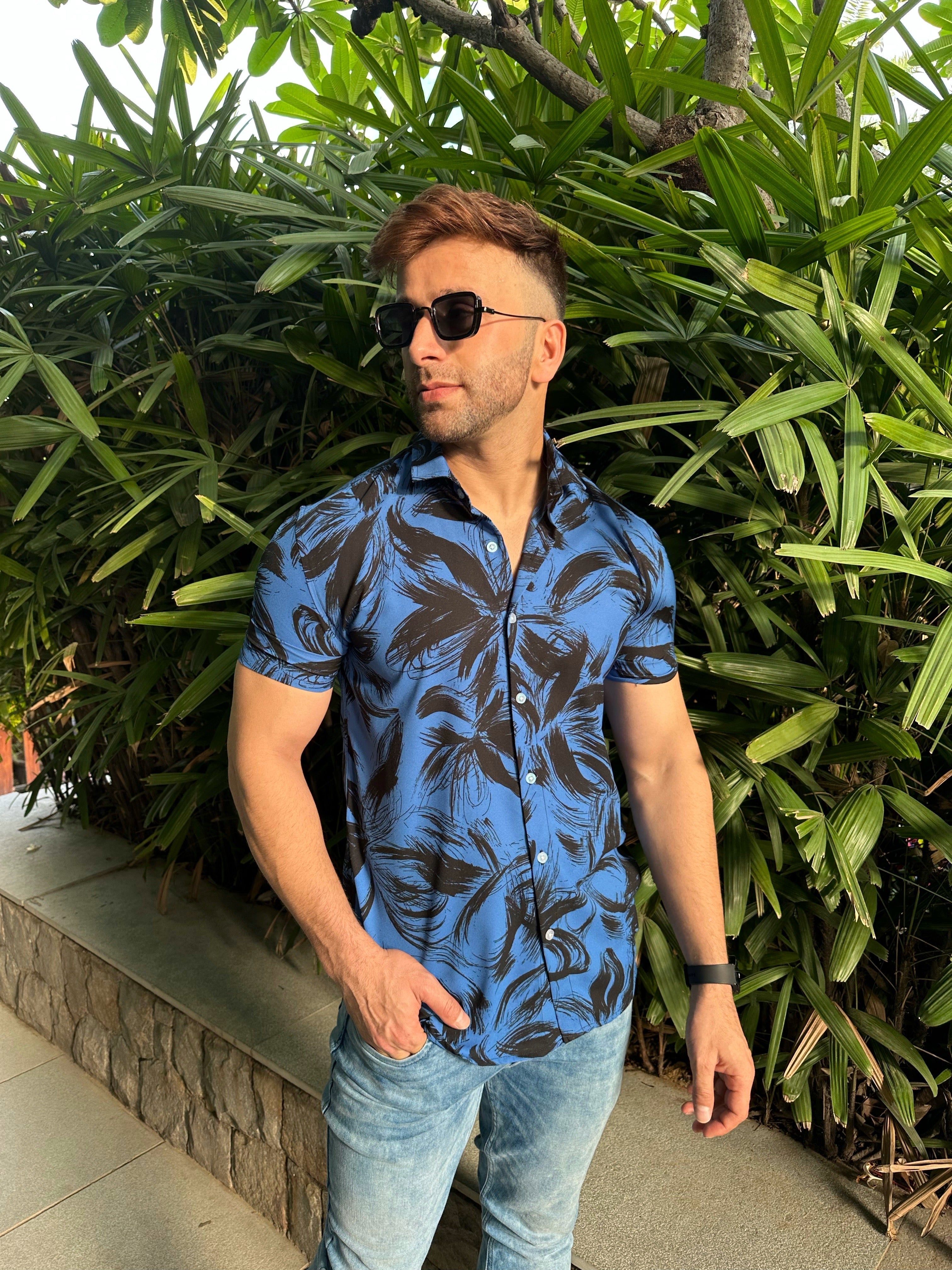 Royal Blue Printed Shirt