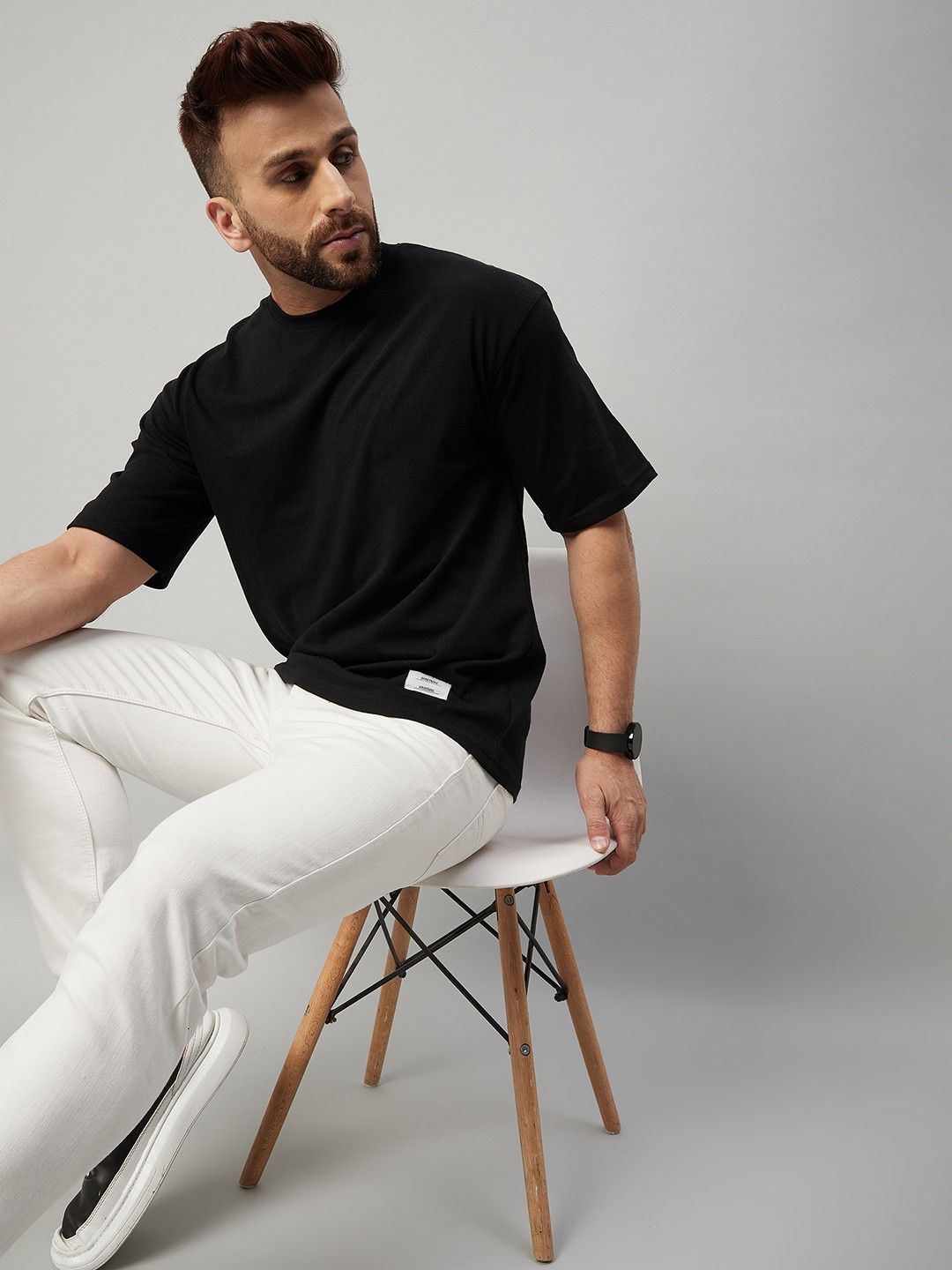 Black Men Round Neck Oversized T-Shirt