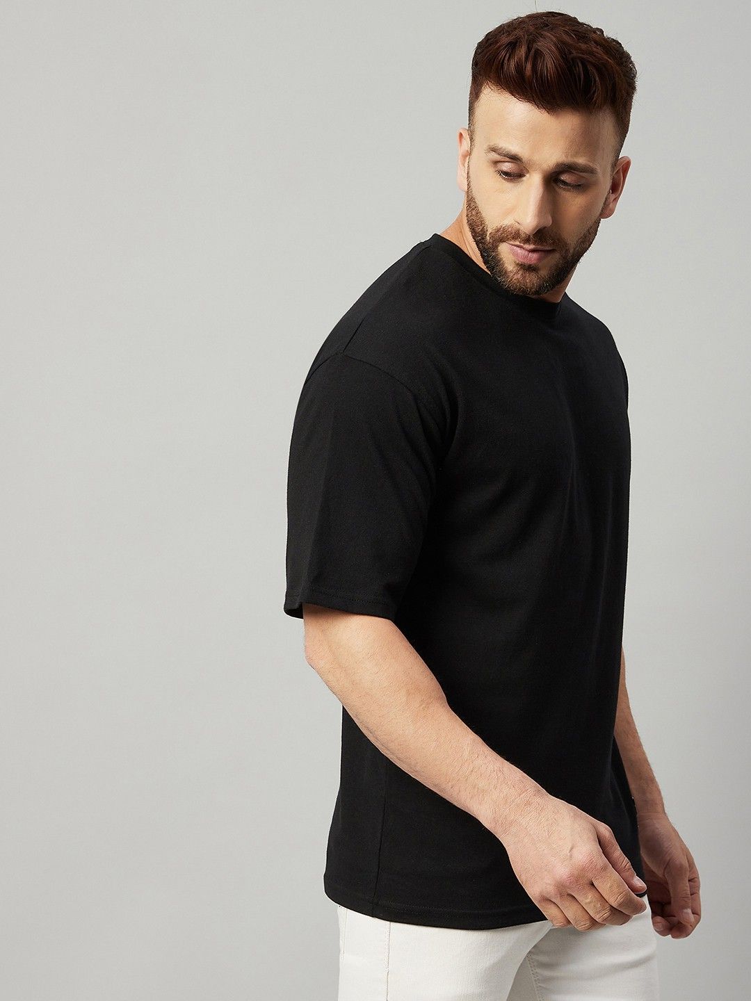 Black Men Round Neck Oversized T-Shirt