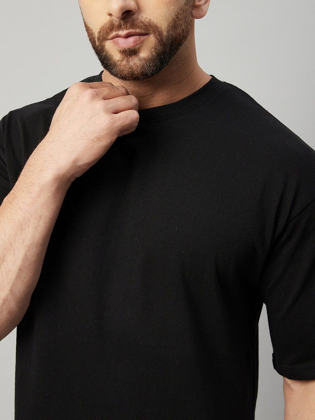 Black Men Round Neck Oversized T-Shirt