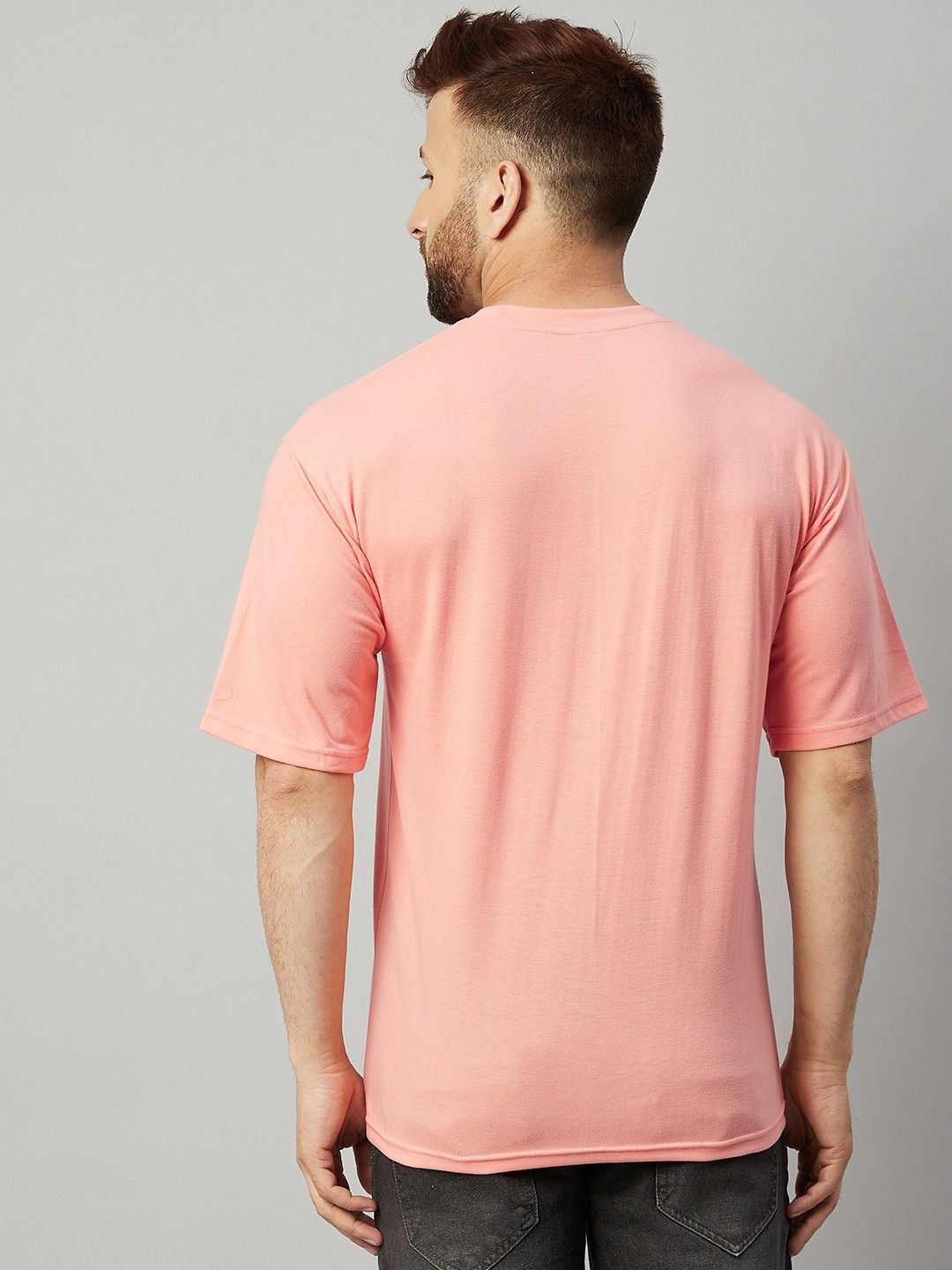 Coral Men Round Neck Oversized T-Shirt