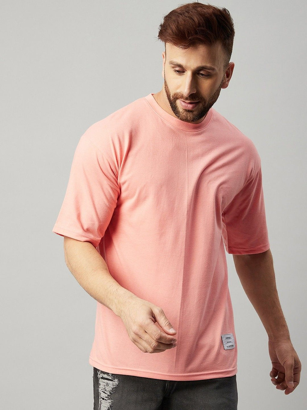Coral Men Round Neck Oversized T-Shirt