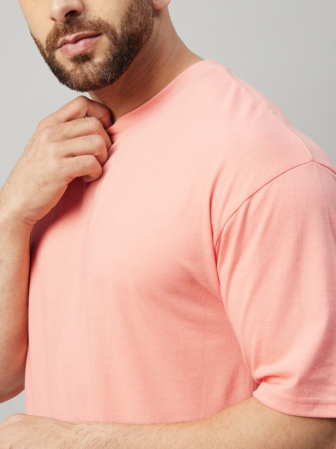 Coral Men Round Neck Oversized T-Shirt