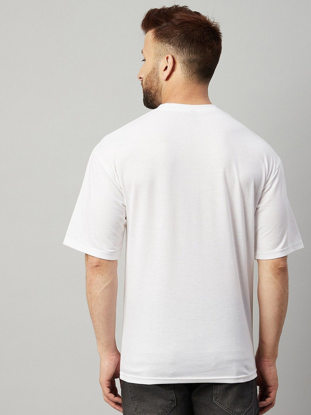 White Men Round Neck Oversized T-Shirt