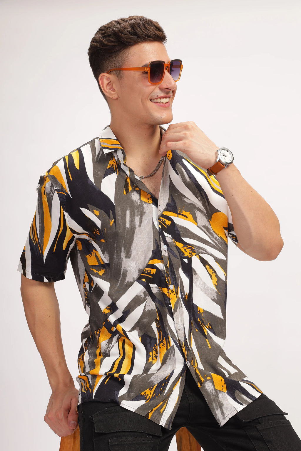 Multicolor Half Sleeve Overiszed Shirt