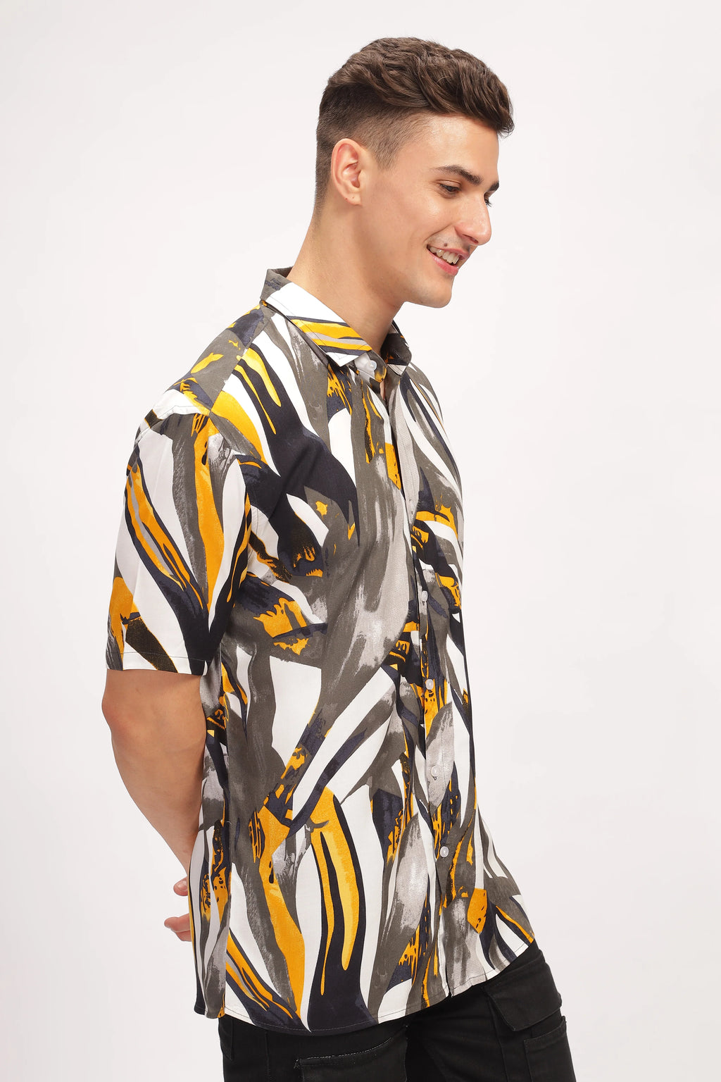 Multicolor Half Sleeve Overiszed Shirt