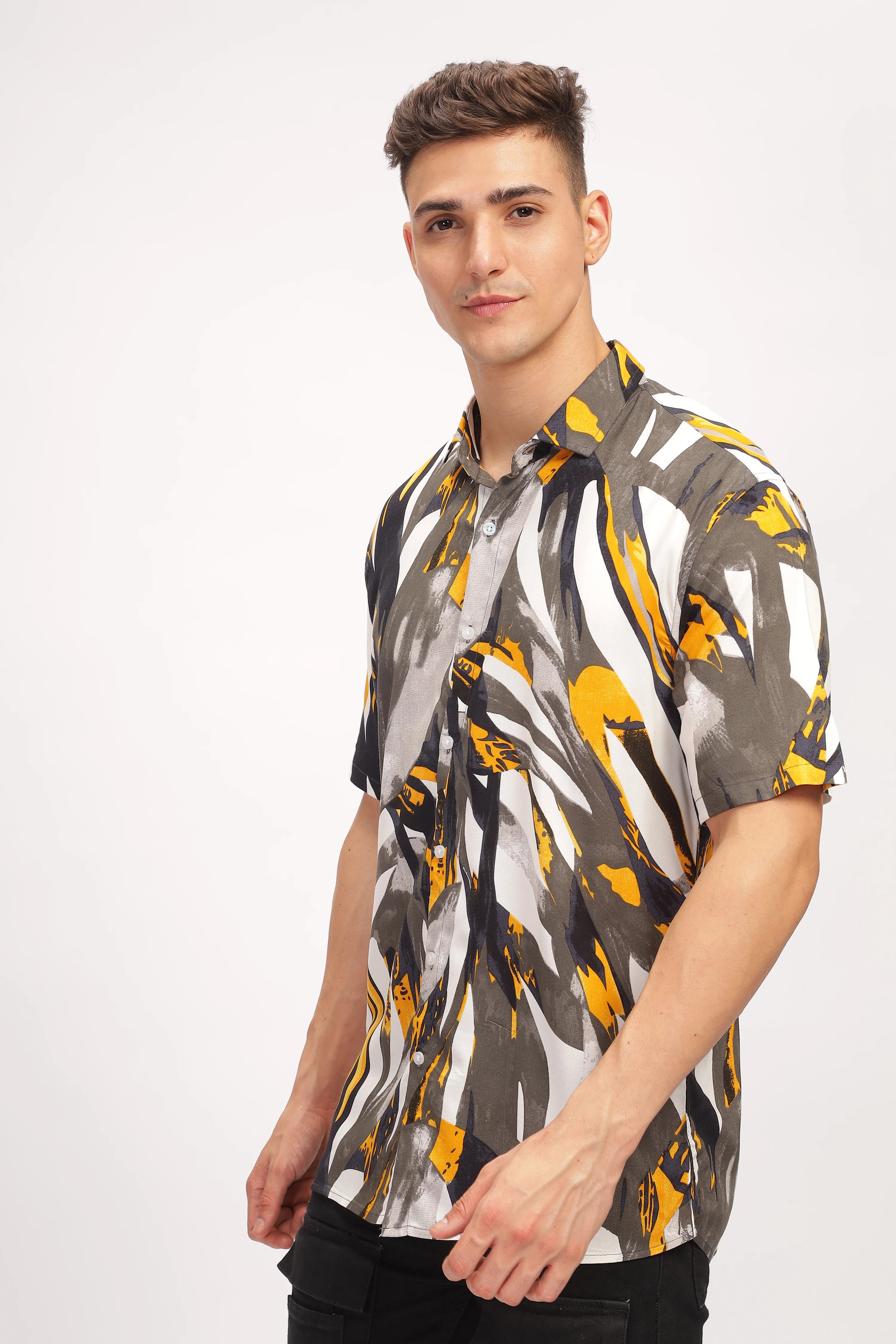 Multicolor Half Sleeve Overiszed Shirt