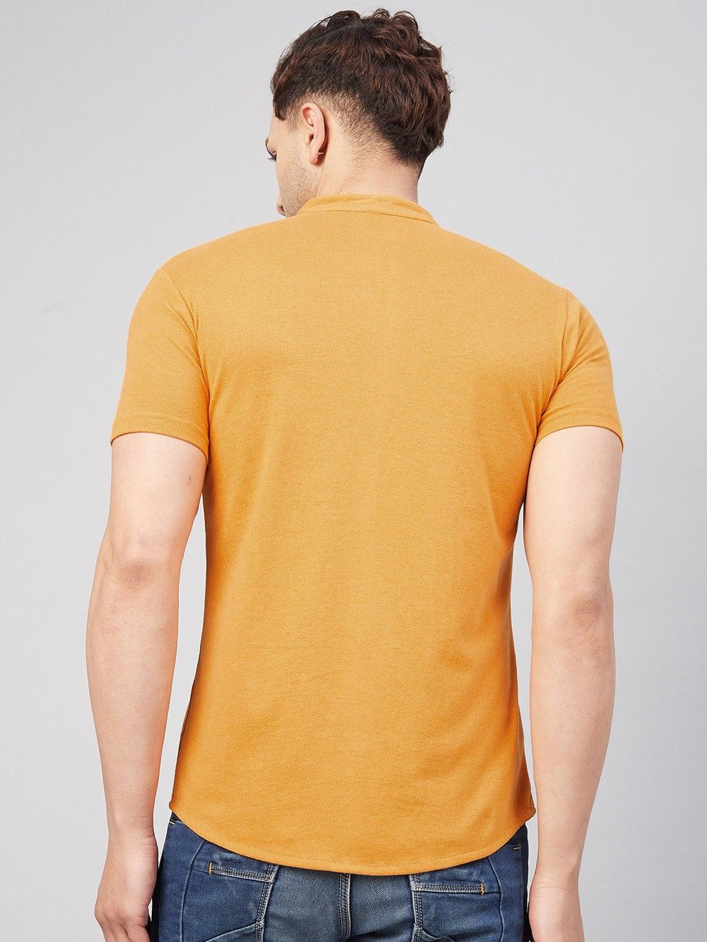 Mustard Half Sleeve Men Solid Shirt