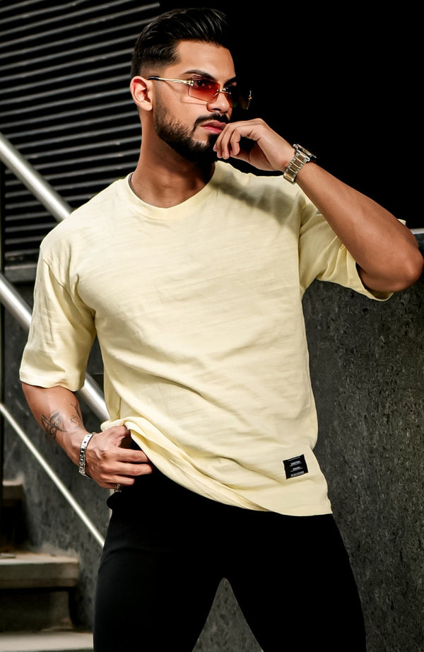 Lime Oversized Cotton Slub T-Shirt