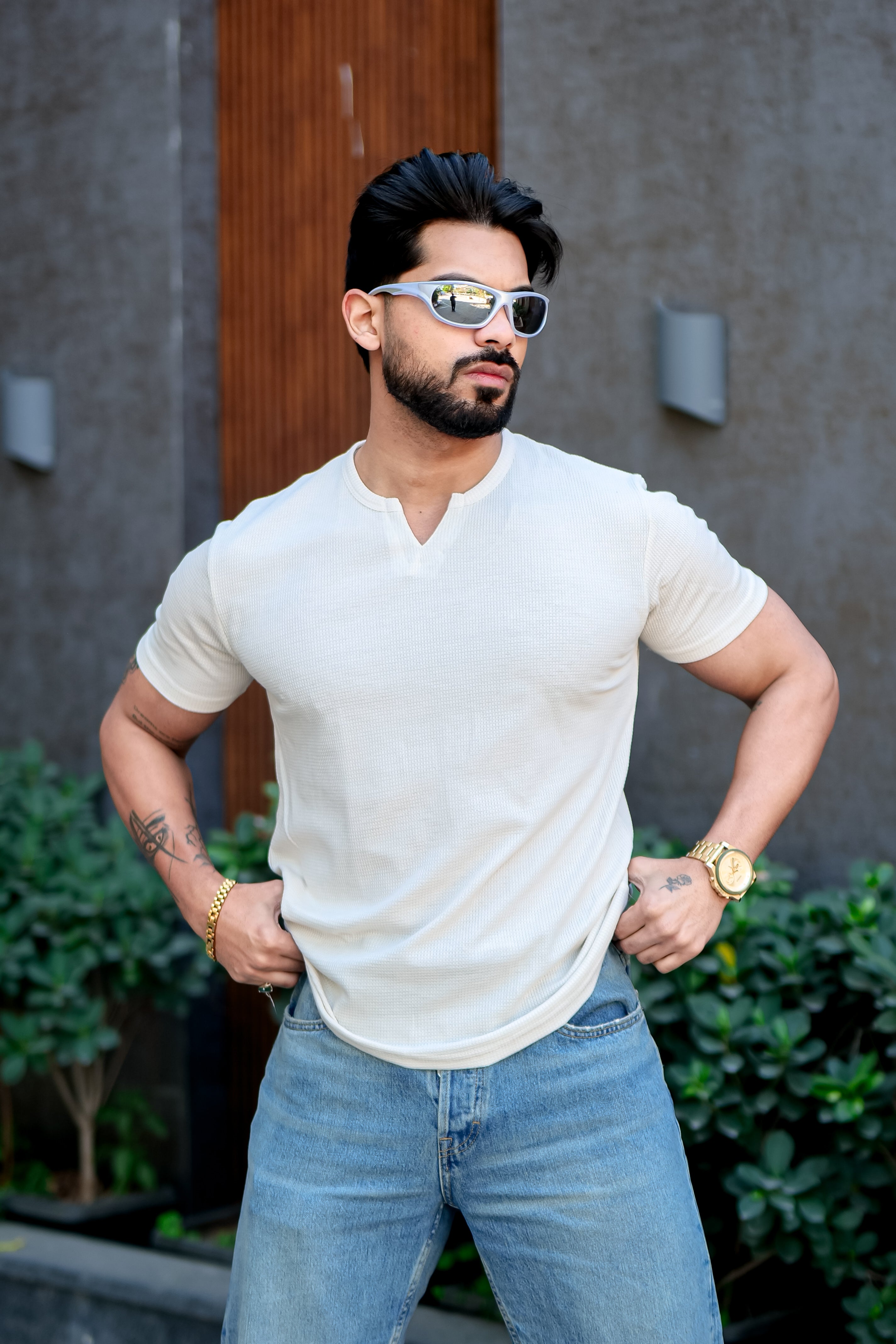 Cream Waffle T-Shirt