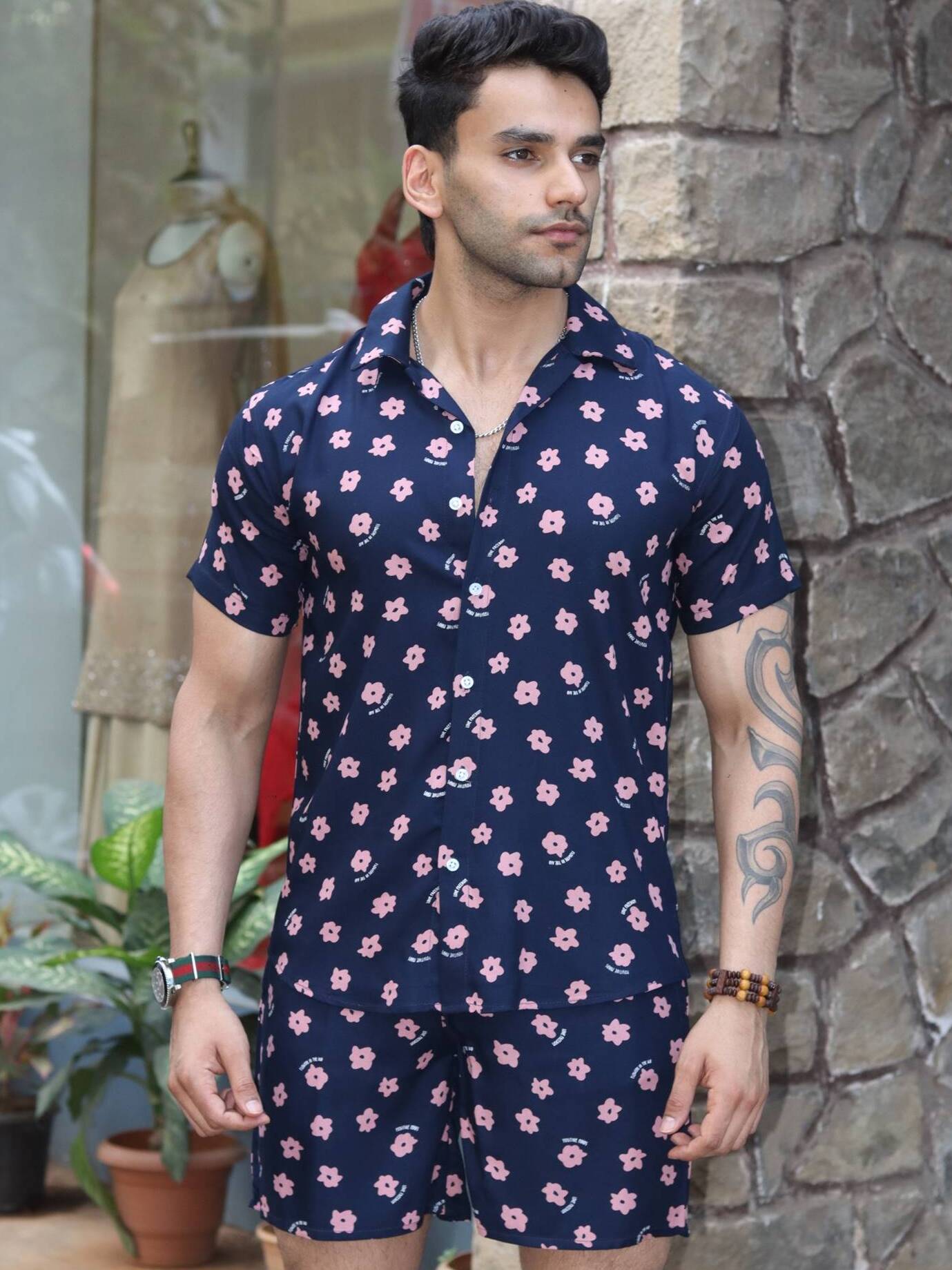 Pink Floral Navy Co-ord Set