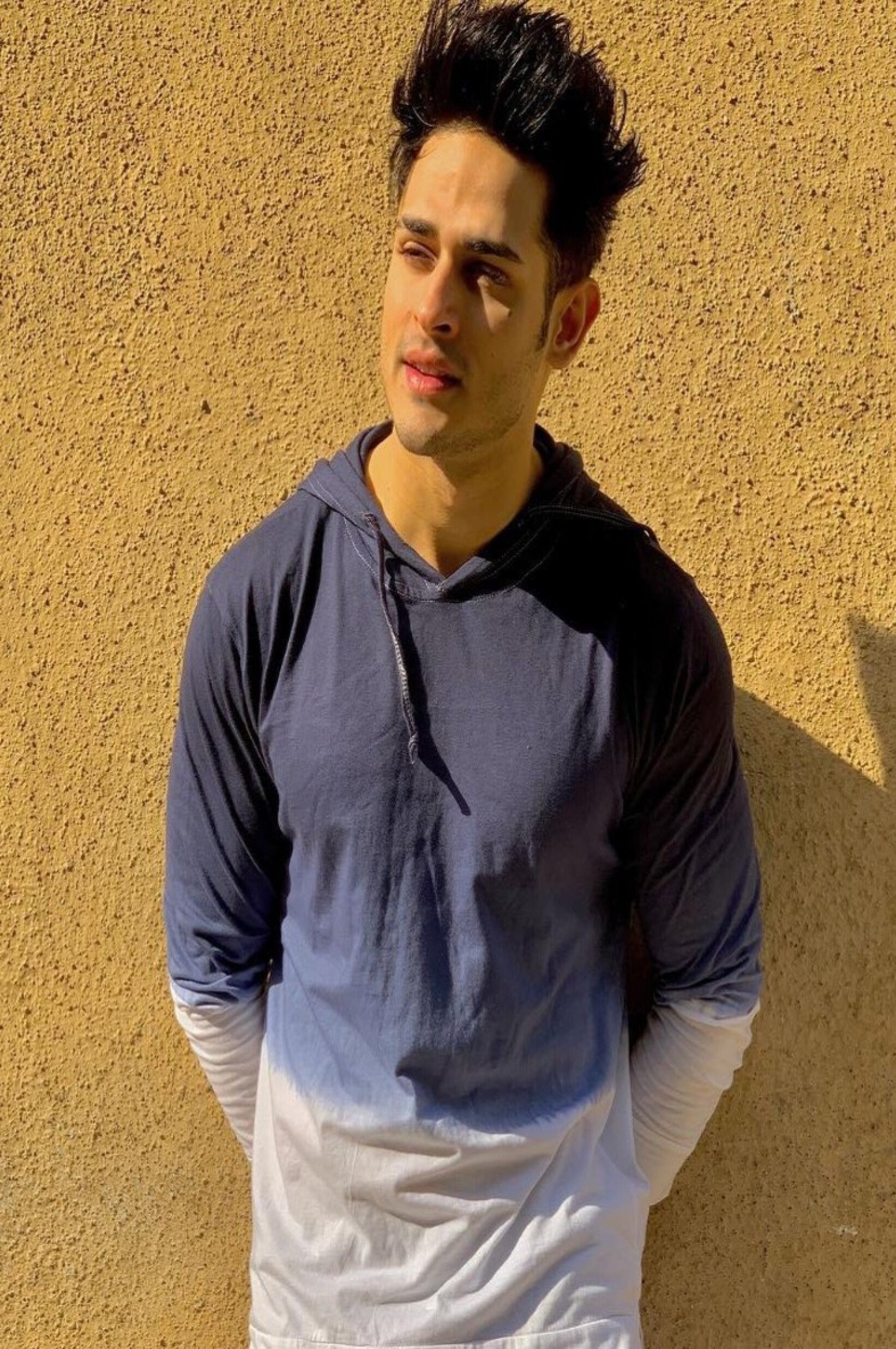 White Blue Tie Dye Hooded Full Sleeves T-Shirt ( Priyank sharma)