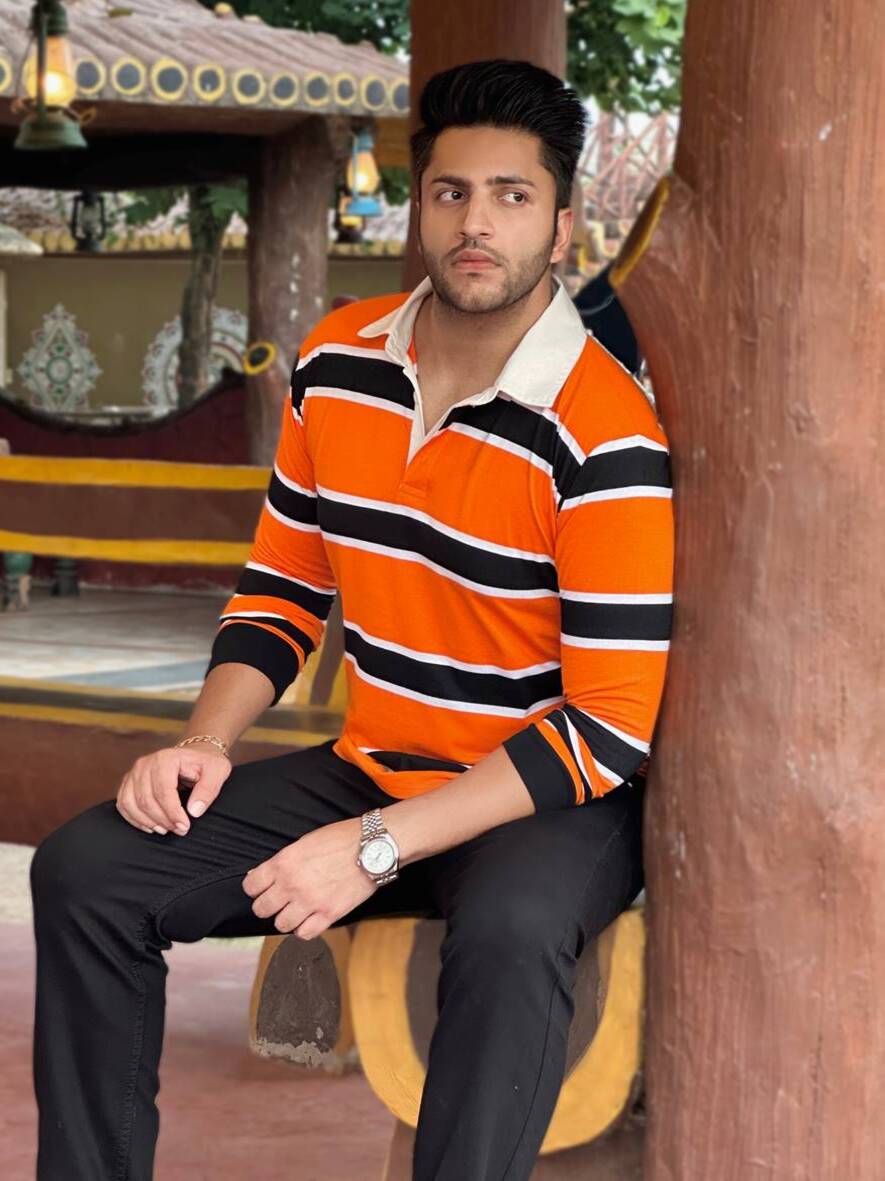 Orange Black Striped Polo T-Shirt